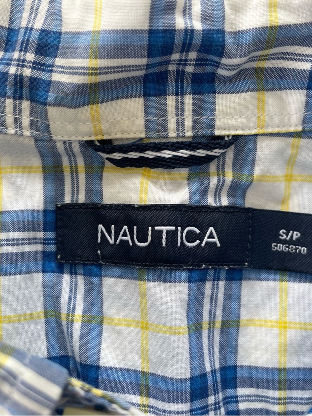 Nautica White, Blue & Yellow Plaid Button-Down Shirt